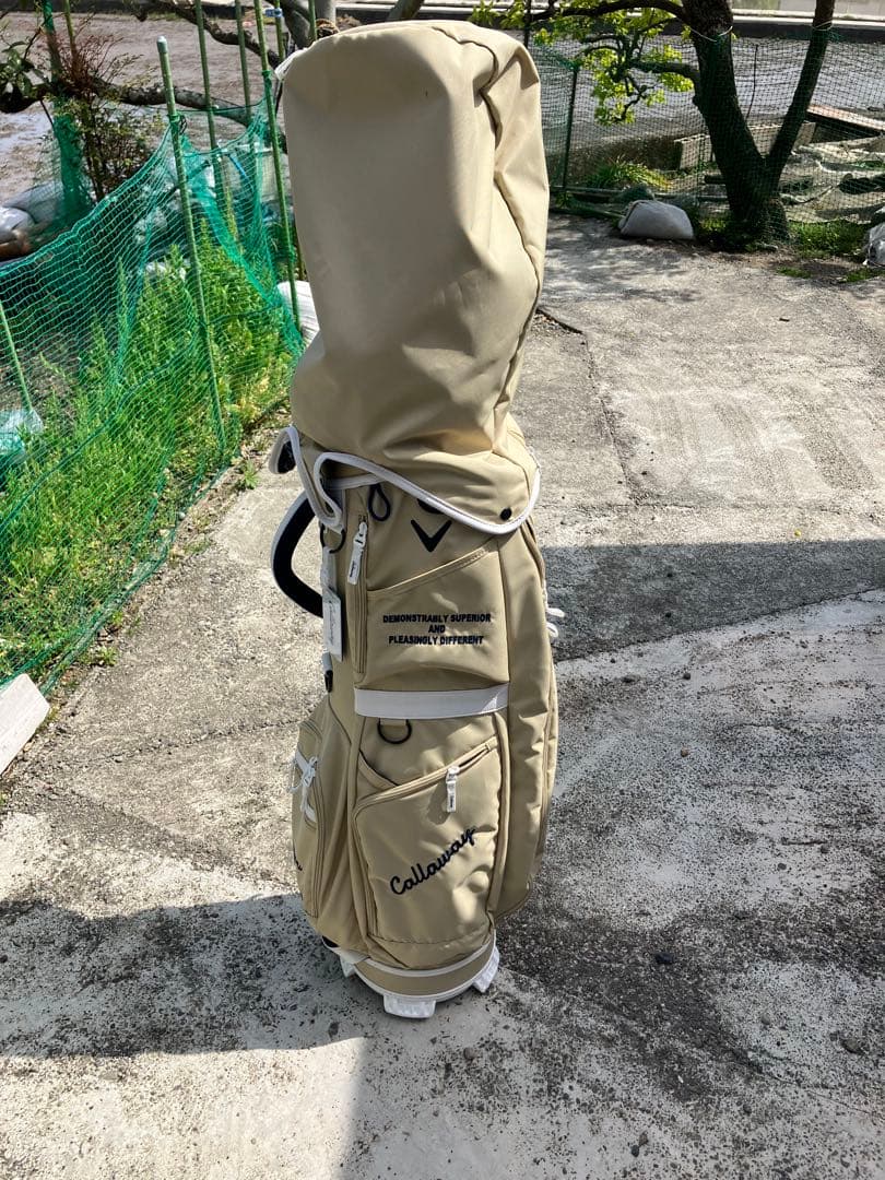 ベージュ フード付きキャディバッグ　ヨシカズ