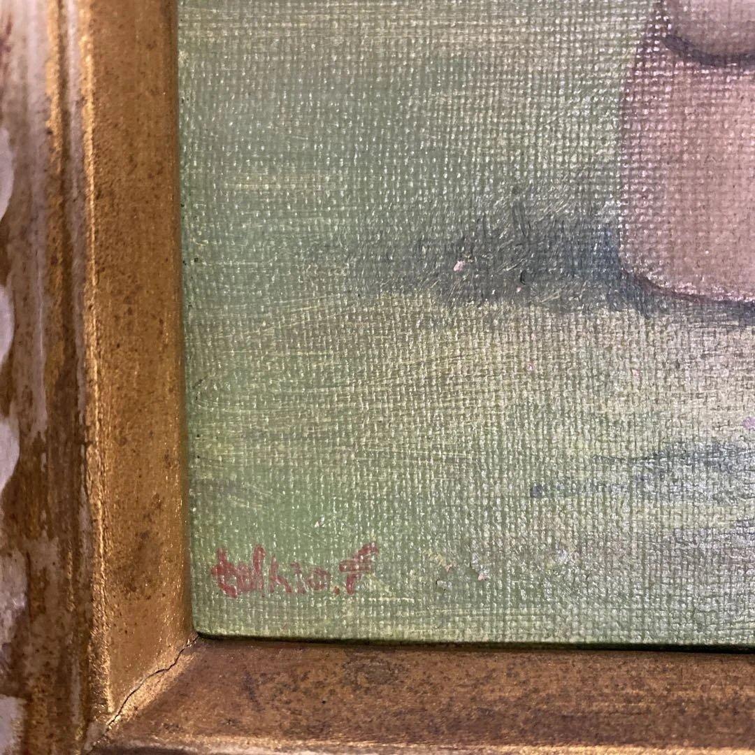 海辺の少女の油彩画