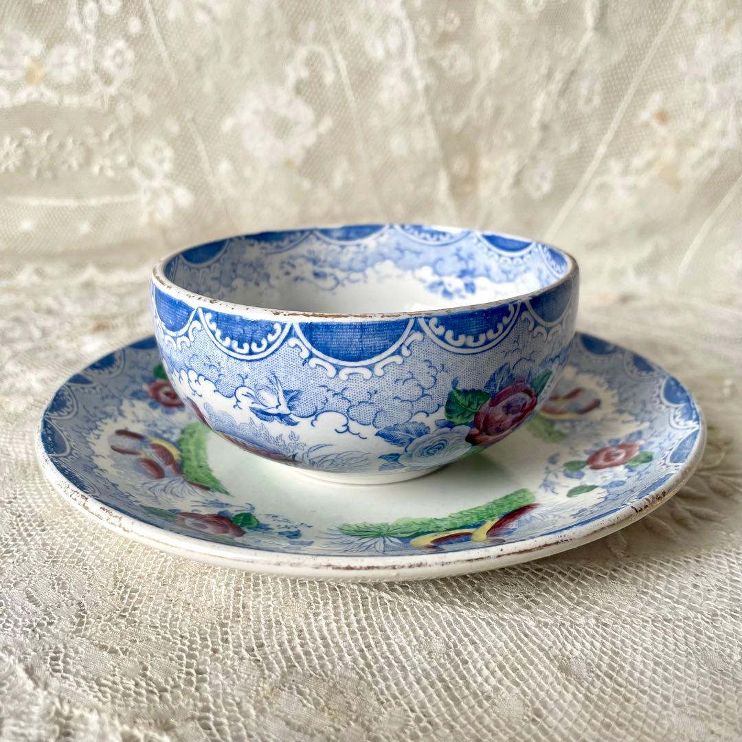 サルグミンヌ　カップ&ソーサー　鳥　バラ　ローズ　C&S フランスアンティーク