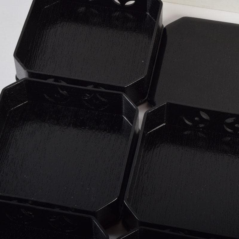 茶道具　漆塗　七宝透かし　縁高重　五段重　箱付　N　9148