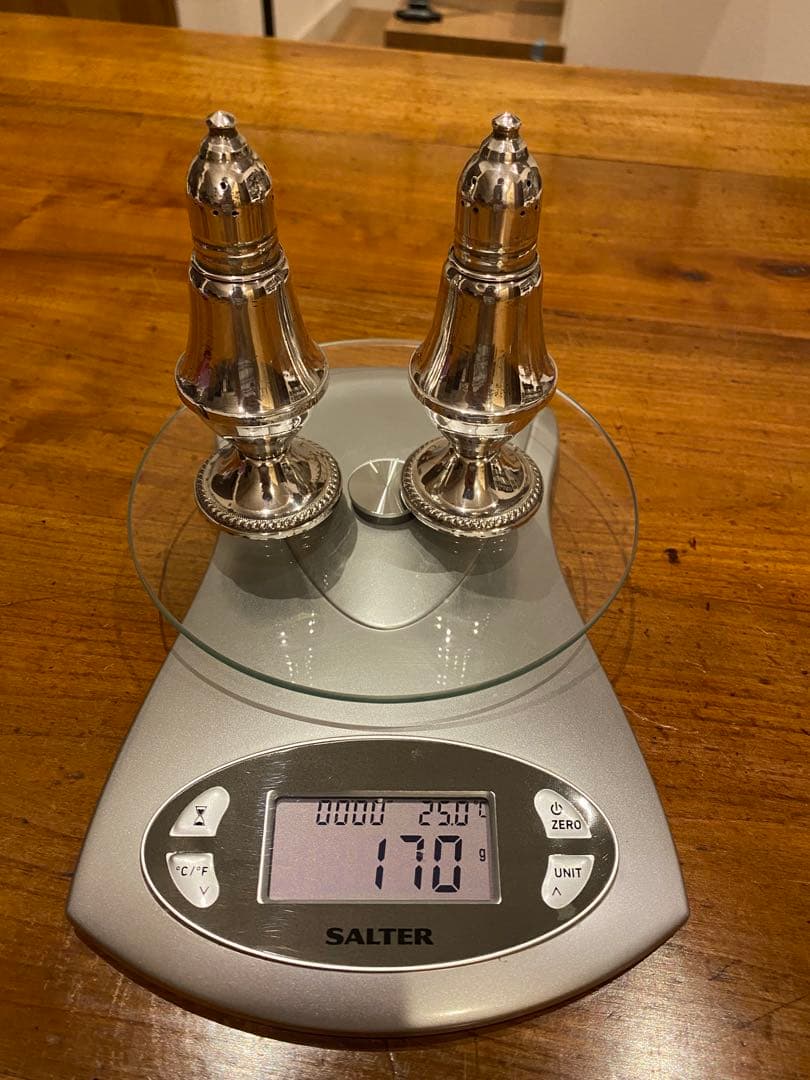 銀　スターリングシルバー　ソルト&ペッパー容器　コンディメント 2個セット