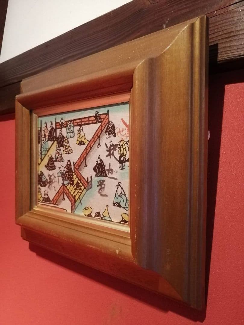 芹沢銈介・作　「極楽から来た」挿絵のうち“釈迦堂参籠(さんろう)”額装