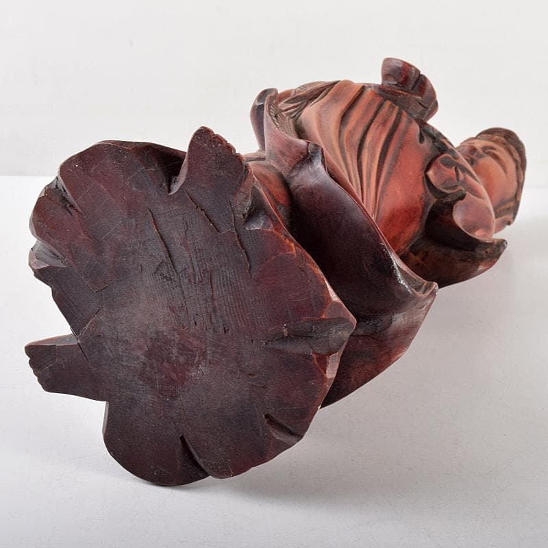 中国　唐木黄楊製　観音菩薩像　仏像　置物　V　R4736