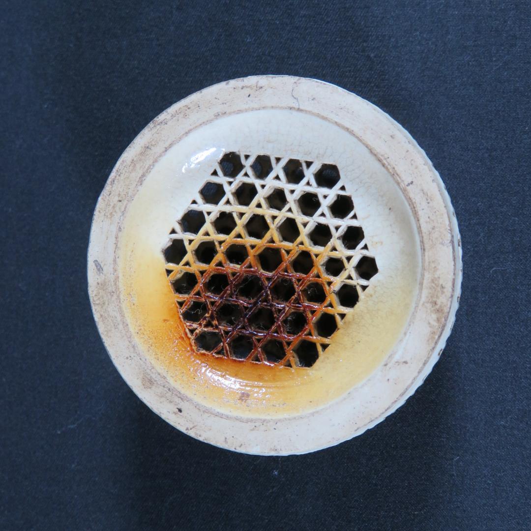 香炉 白磁 貫入 使用感あり 三つ足 象耳 双耳