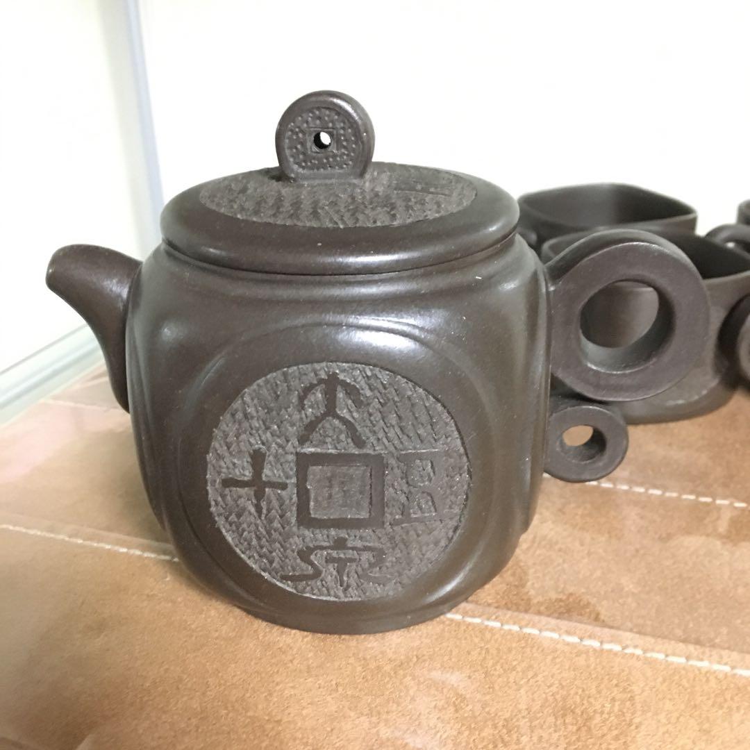 中国茶器　中国宜興　紫砂　朱泥　急須　茶壺　湯呑　菓子皿　骨董品　コレクション