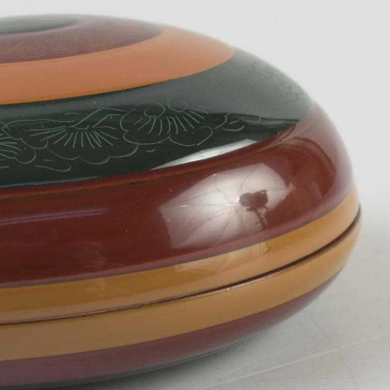 茶道具　山中塗　道場宗廣作　玄々斎好　独楽塗香合　共箱　V　9539