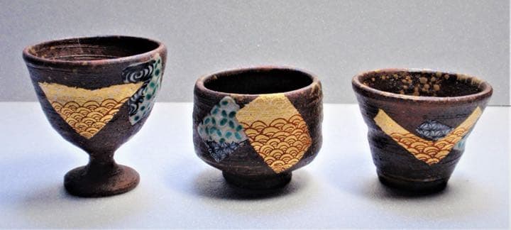 九谷焼　澤田穂光作　酒器揃　ぐい吞み　３種３客セット