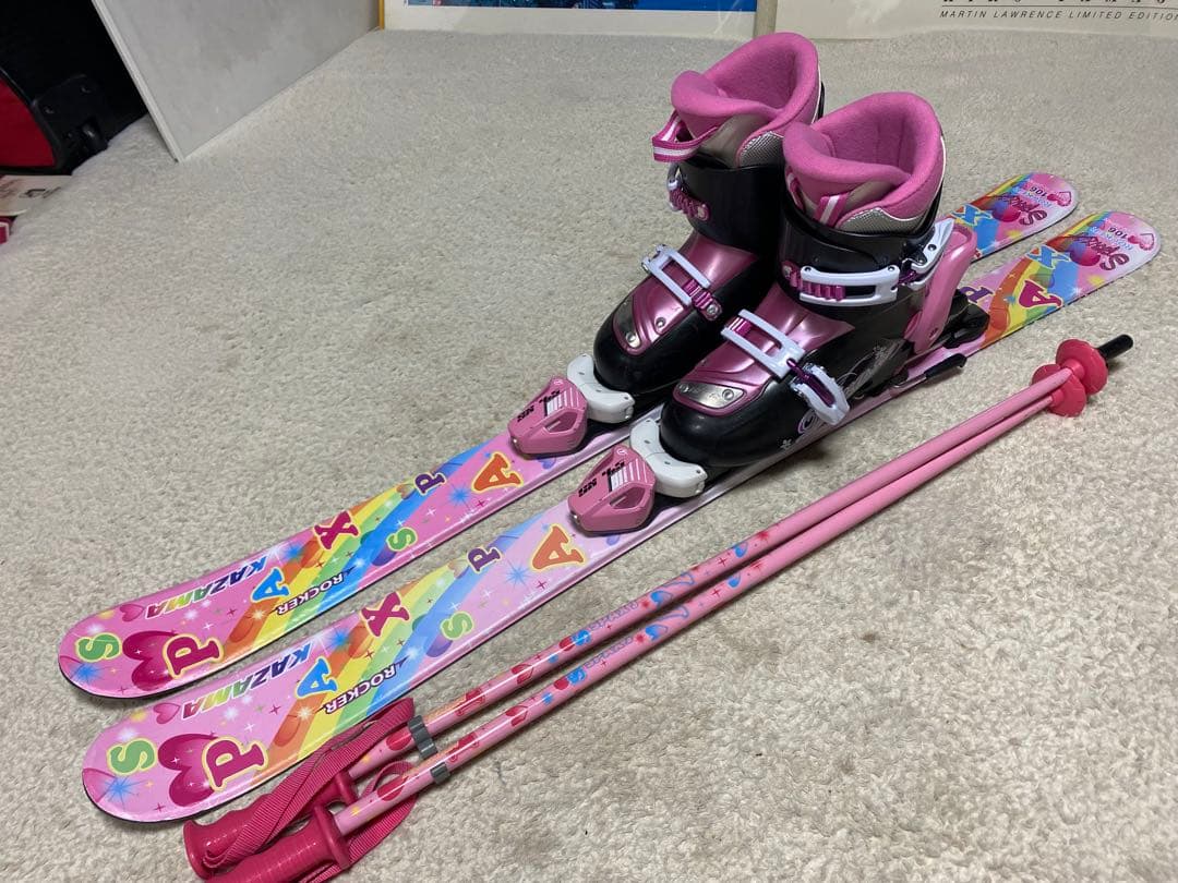kazamaジュニア106cm ブーツ21cm シナノ80cmスキーセット
