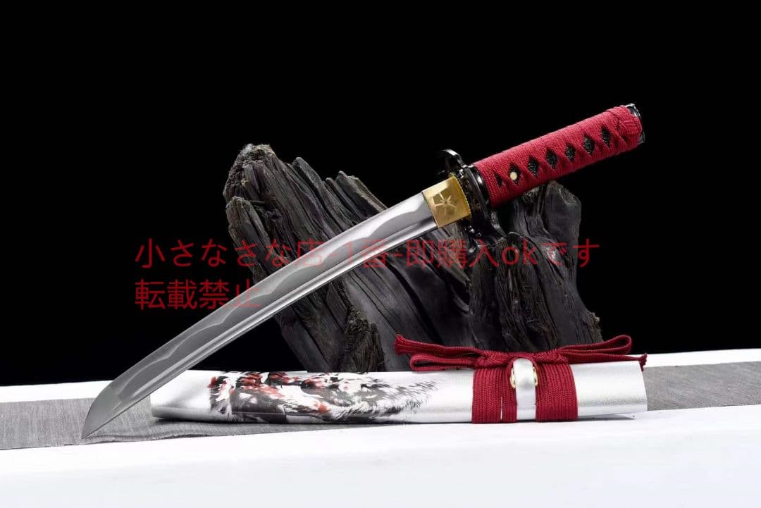 12寸中炭素鋼武士刀【血翎天狼】武具　刀装具　日本刀　模造刀 居合刀 肋差 短刀