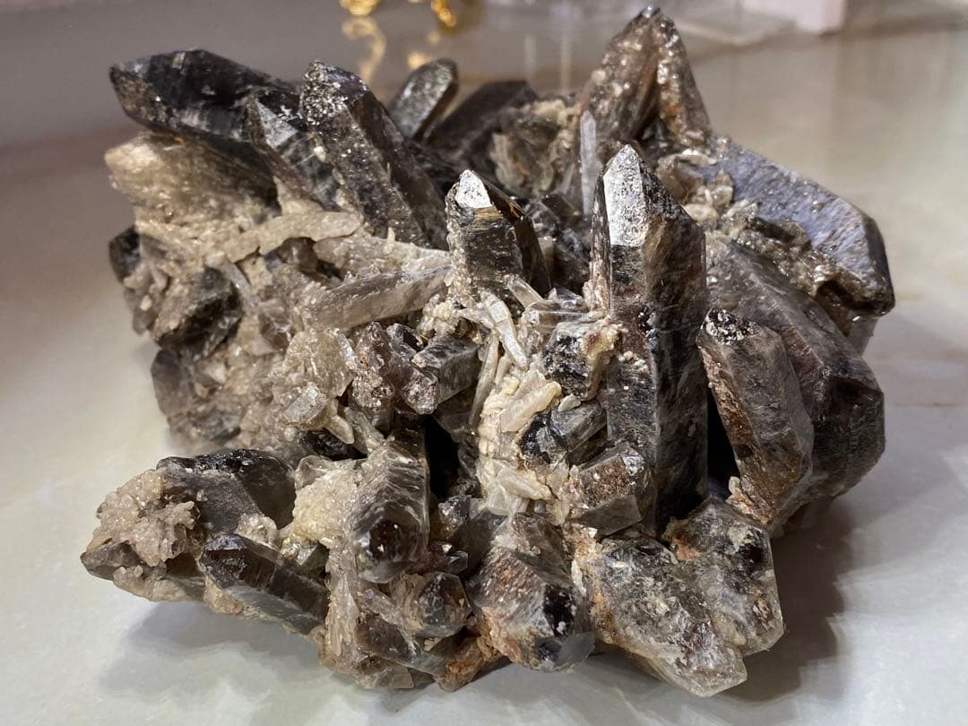 T1030-29ブラジル産水晶結晶モリオンスモーキークォーツ原石クラスター黒水晶