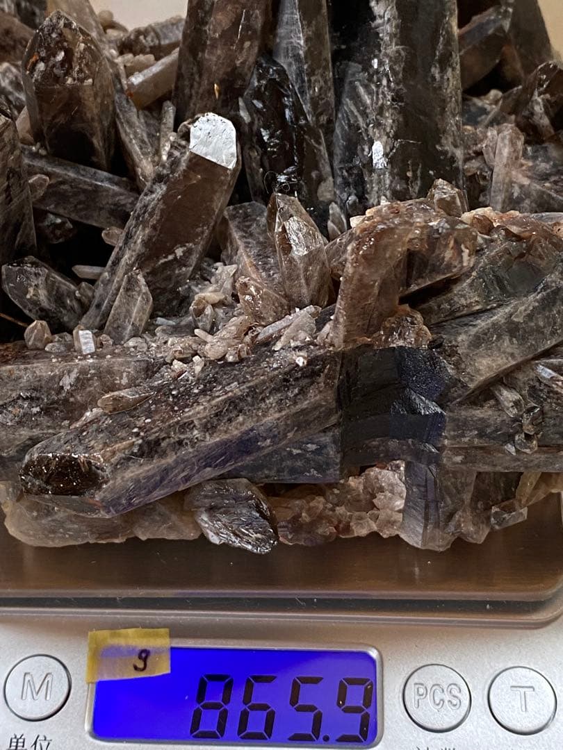 T1030-29ブラジル産水晶結晶モリオンスモーキークォーツ原石クラスター黒水晶