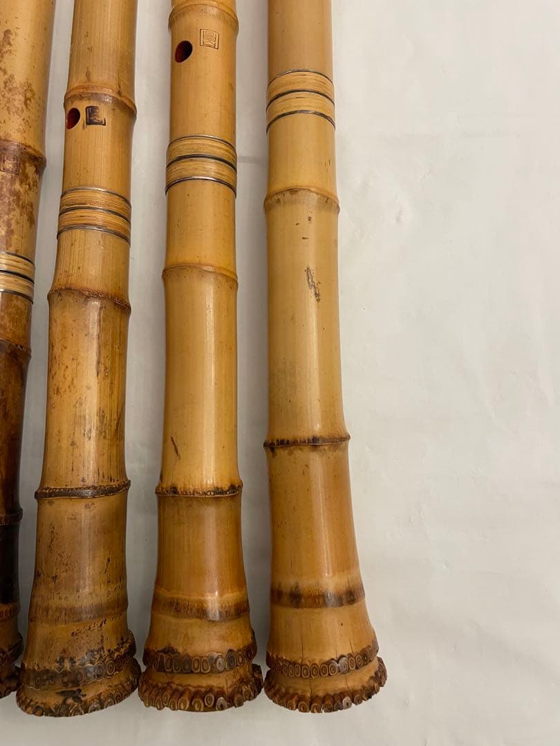 ❷超希少 尺八 昌山4本 銘なし1本 5本まとめ売り ケース付き 和楽器