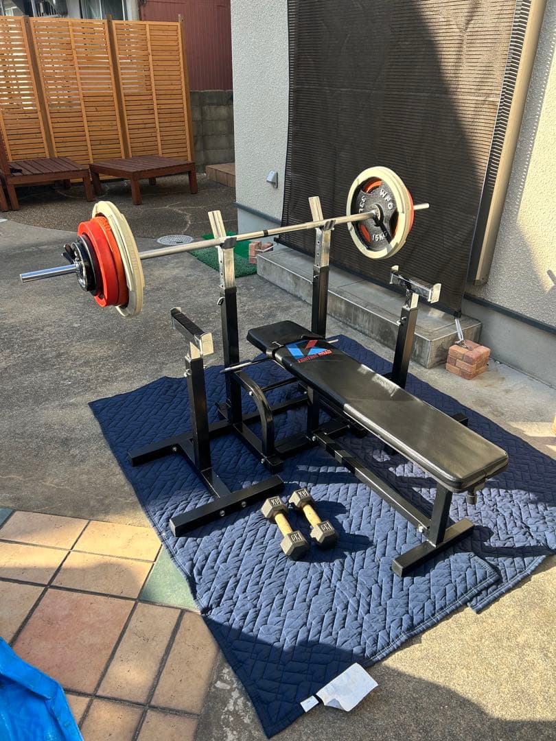 トレーニングベンチ バーベル ダンベル付き