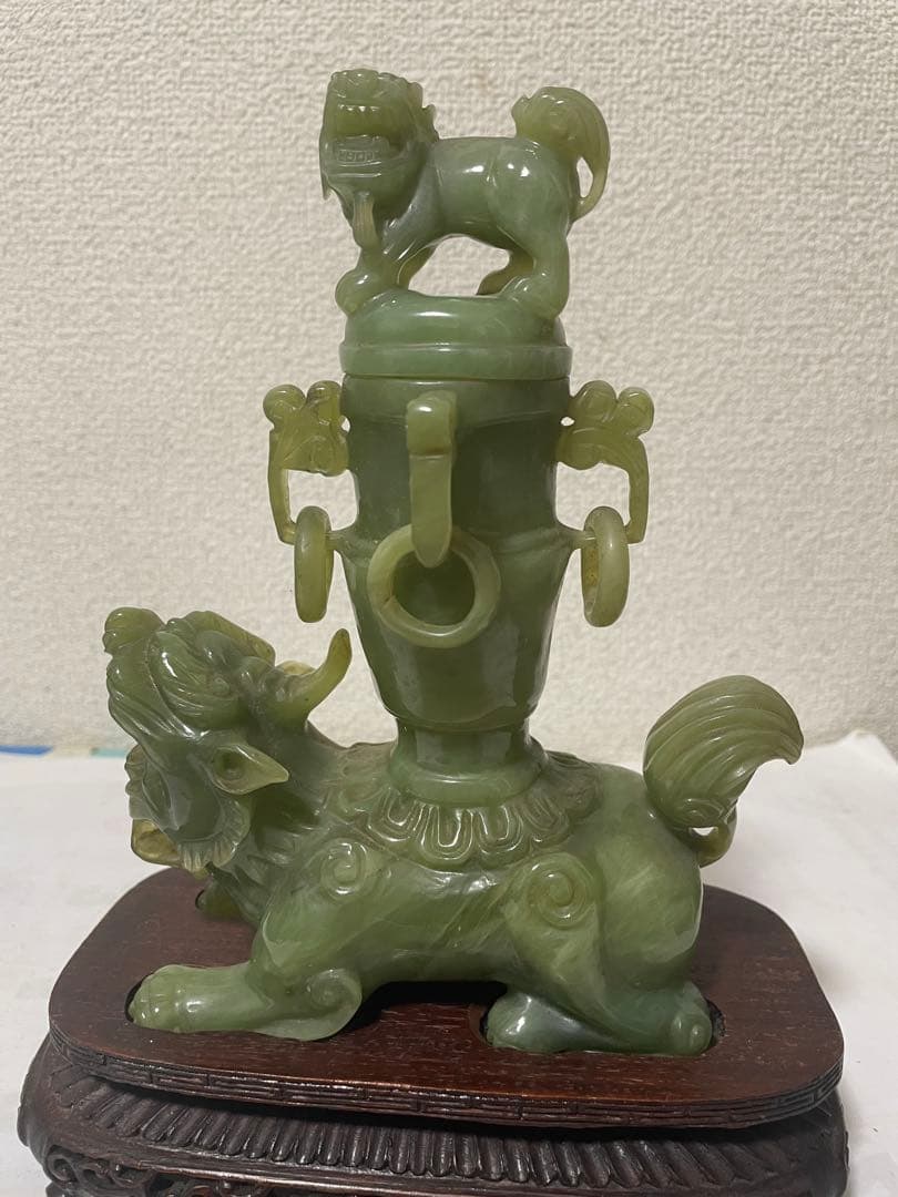 中国美術　玉石彫刻　香炉　置物