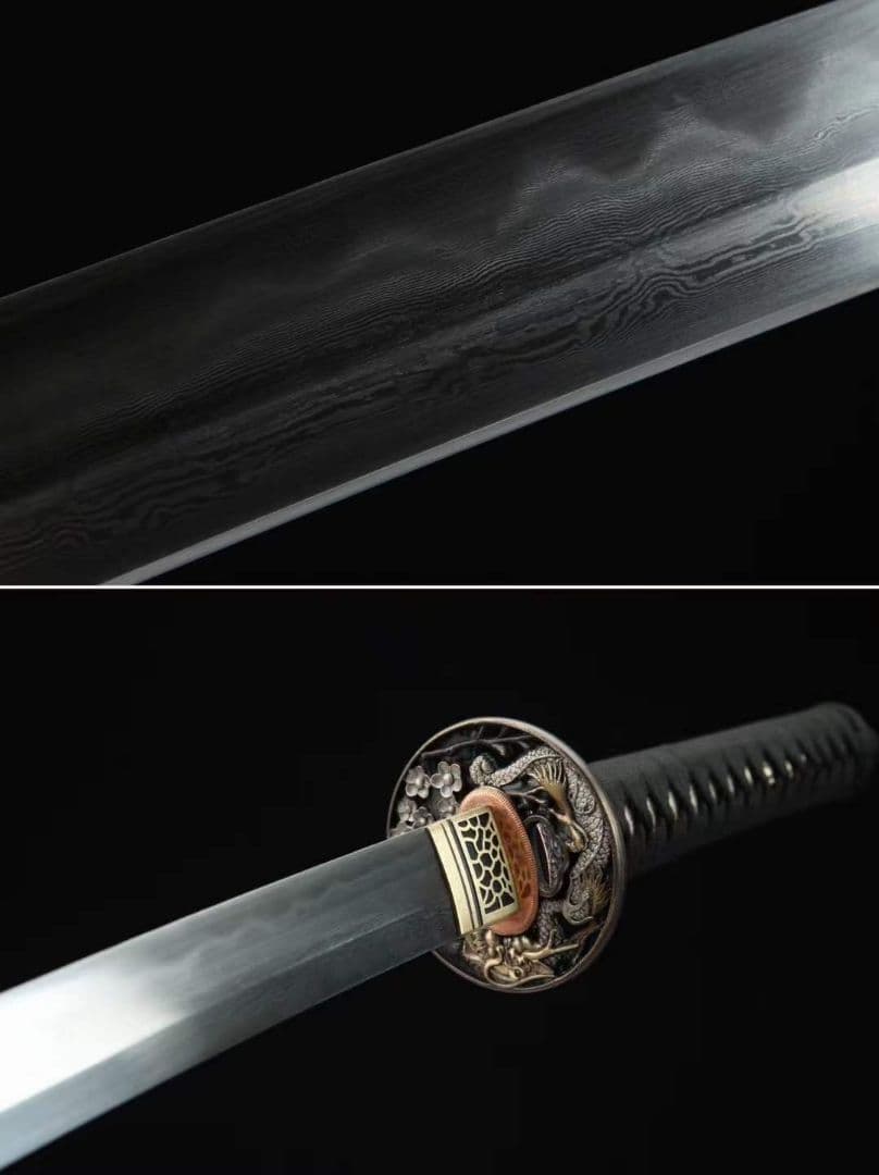 三色銅-青龍刀装侍刀（青色大漆金）古兵器 武具　刀装具　日本刀　模造刀 居合刀