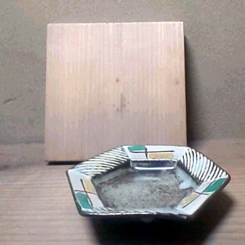 人間国宝 島岡達三⭐️ 象嵌赤繪六角組皿 ５枚