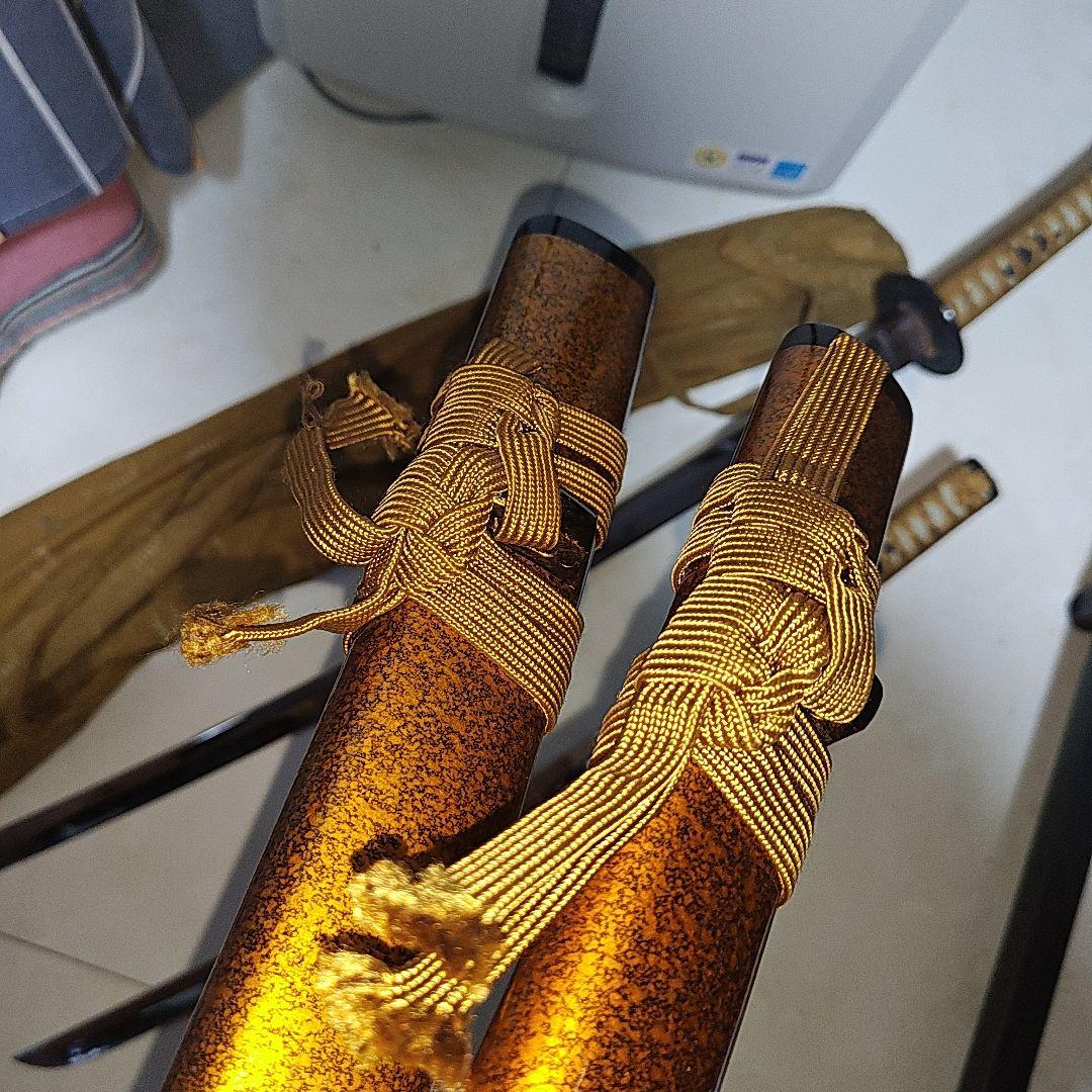 模造刀 2本 黄塗鞘 袋付き ジャンク扱い