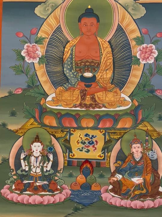 チベットの仏画　阿弥陀如来　手描き