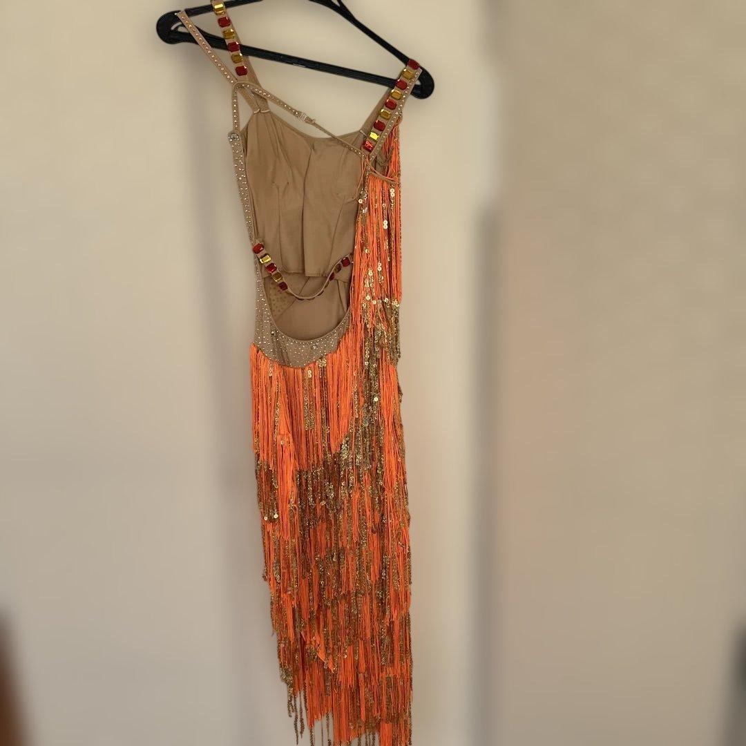 社交ダンス用ラテンドレス ベージュオレンジ