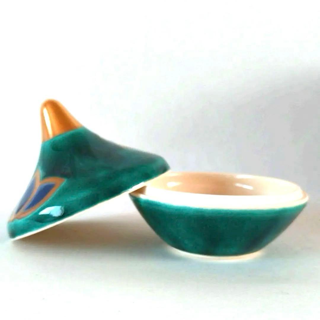 [珍]作家手塚充在銘　京焼 相輪　蓮花紋 茶道具　香合　新品未使用品