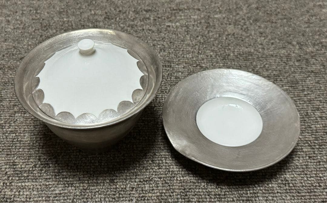 松本美弥子 蓋碗 宝瓶 銀彩