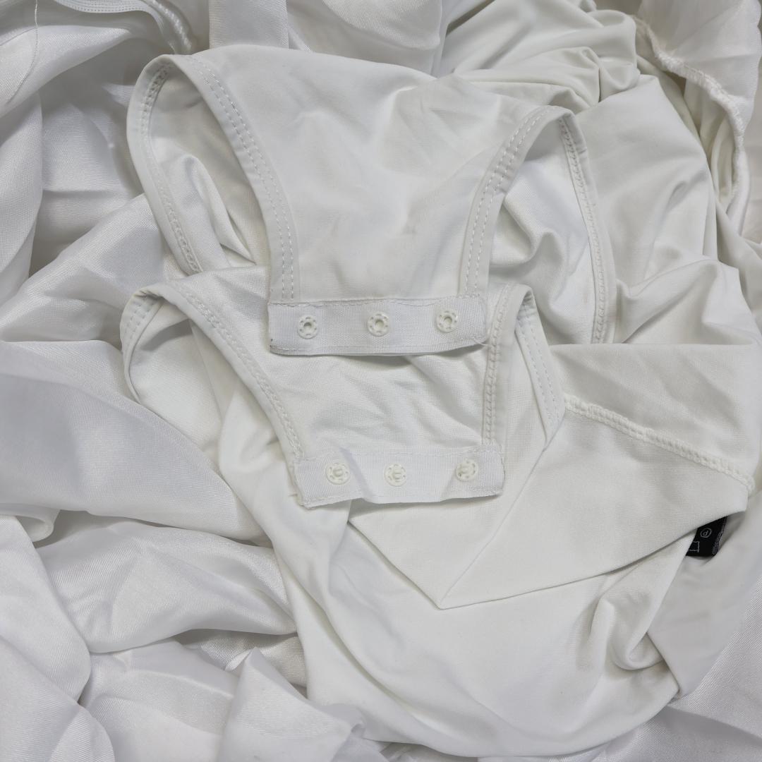 【社交ダンス衣装】ホワイト YILINFEIER ワンピースドレス チョーカー付