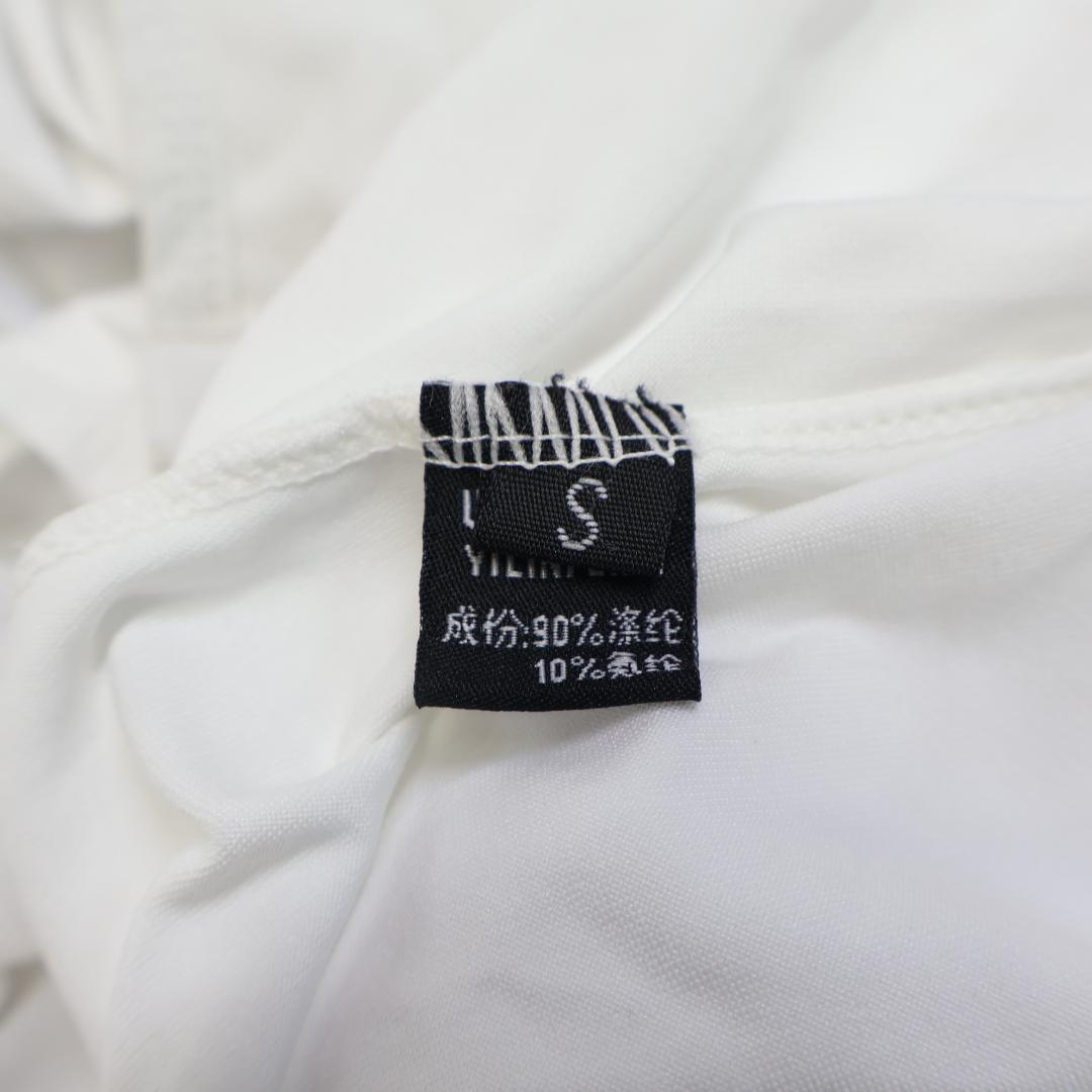 【社交ダンス衣装】ホワイト YILINFEIER ワンピースドレス チョーカー付