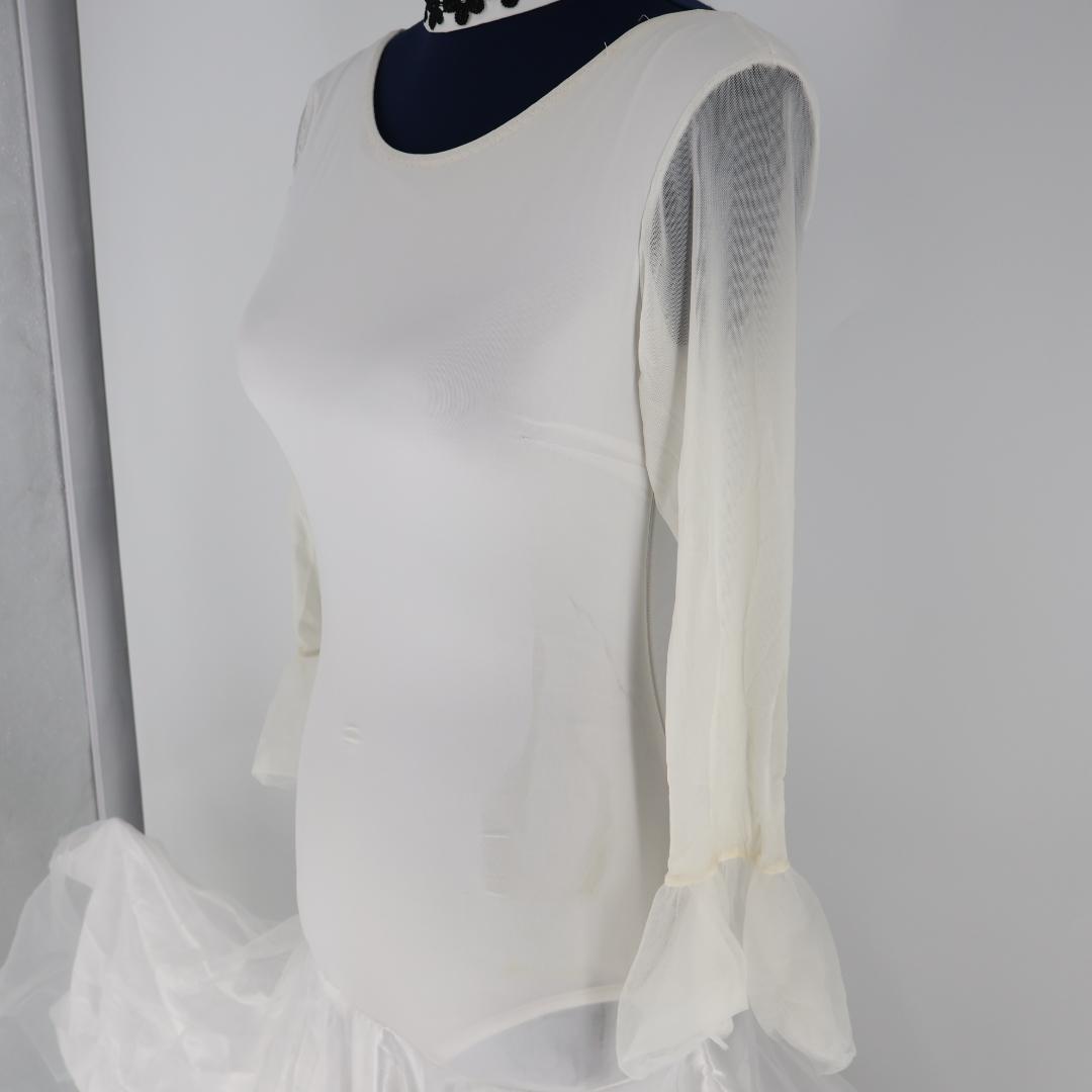 【社交ダンス衣装】ホワイト YILINFEIER ワンピースドレス チョーカー付