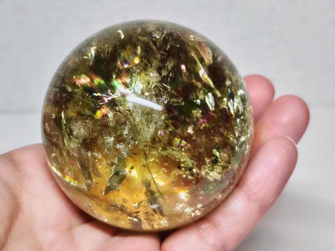 シトリン 473g 水晶 丸玉 スフィア 原石 鑑賞石 自然石 誕生石 鉱石