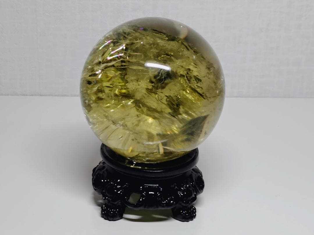 シトリン 473g 水晶 丸玉 スフィア 原石 鑑賞石 自然石 誕生石 鉱石