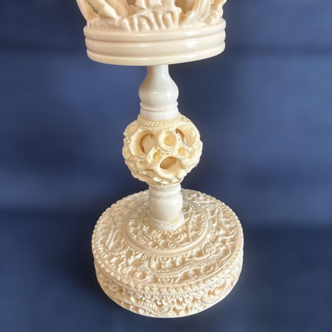 天球多層球、馬の彫刻 大小2球オブジェ 凡そ高さ約27cm球8cm大