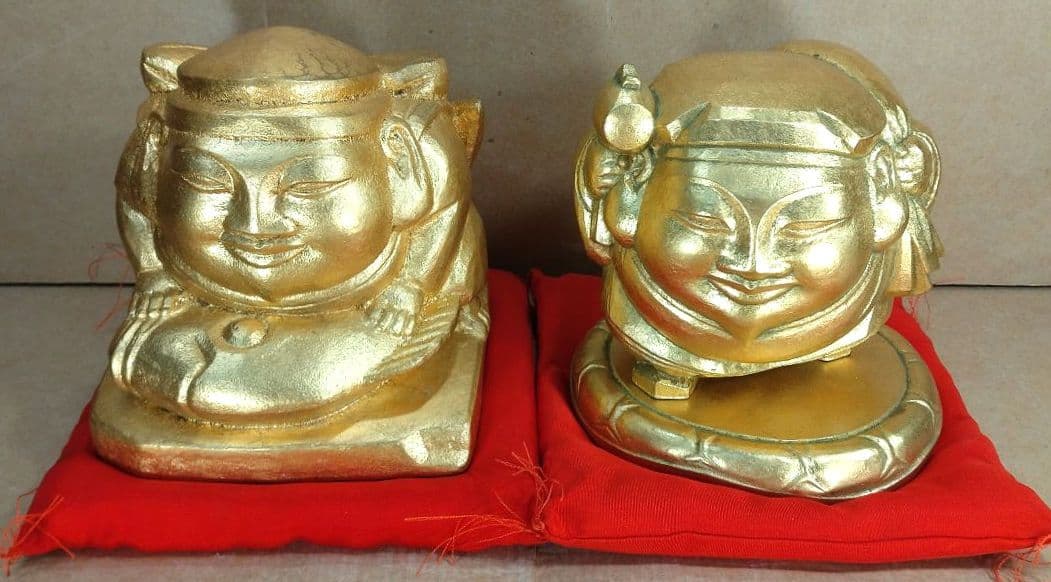 平櫛田中 ブロンズ像2セット 福聚大黒天尊像 満徳恵比寿尊像 赤座布団 全共箱