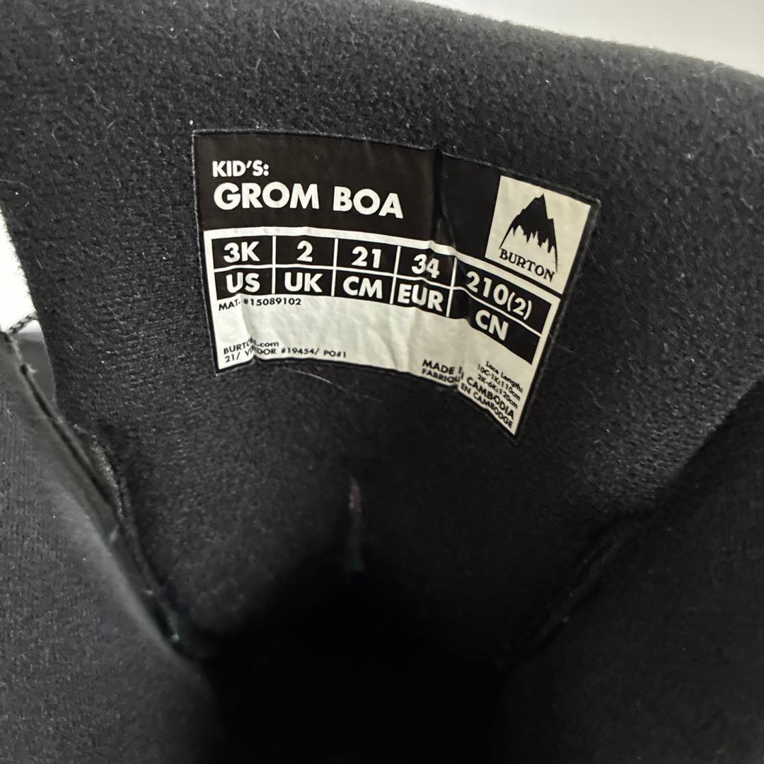 BURTON GROM BOAキッズスノーボードブーツ 子ども用ブラック21cm