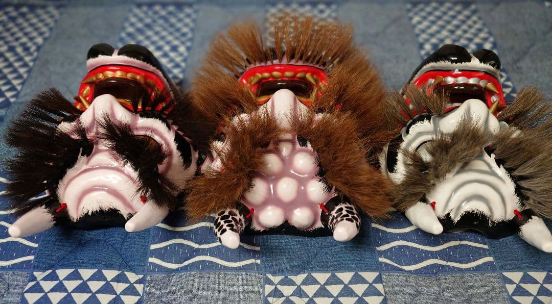 ３面セット　神楽面　石見神楽　広島神楽　芸北（北広島）大江山3面揃い　日本　鬼