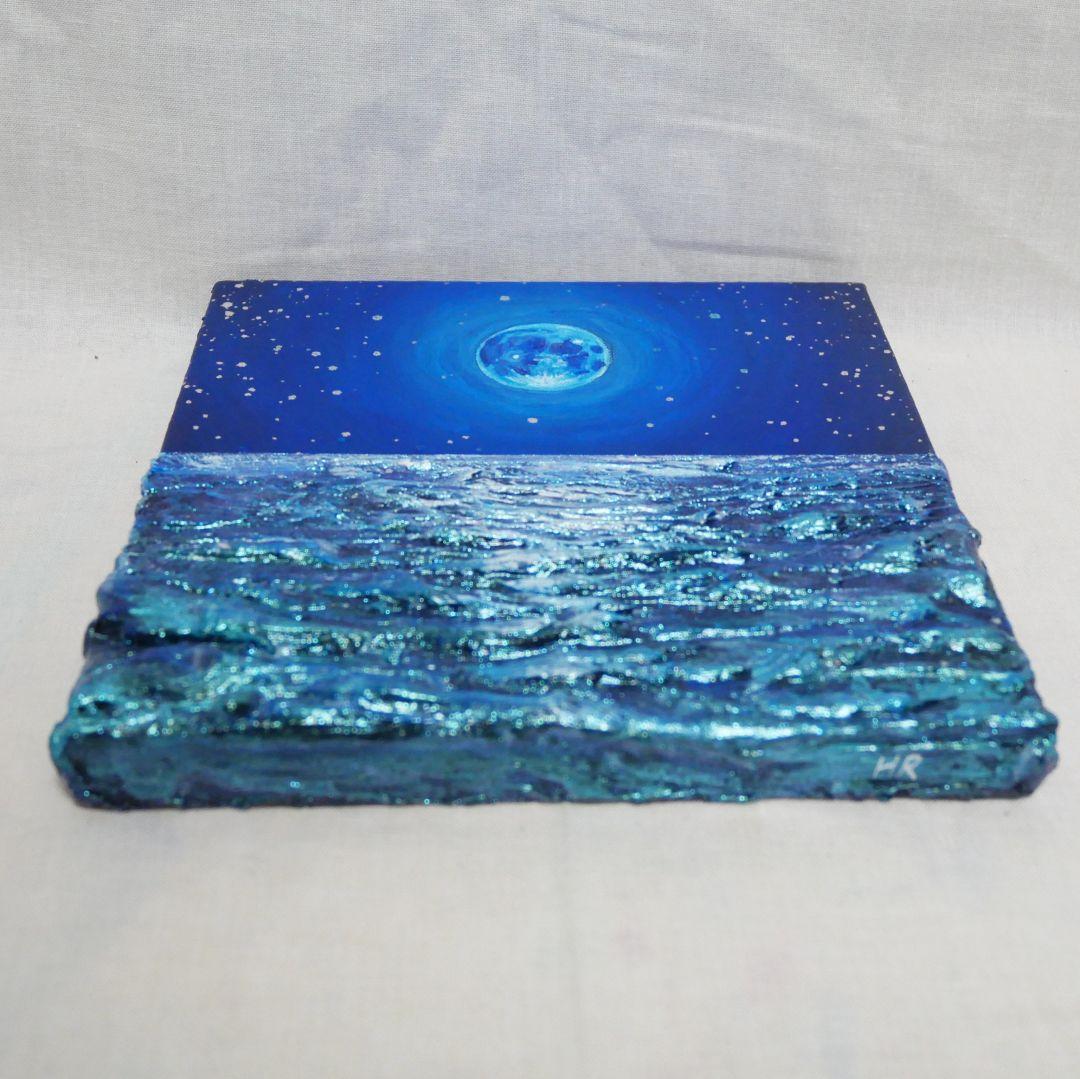 油絵 油彩 油彩画 絵画 アートパネル【青い満月】