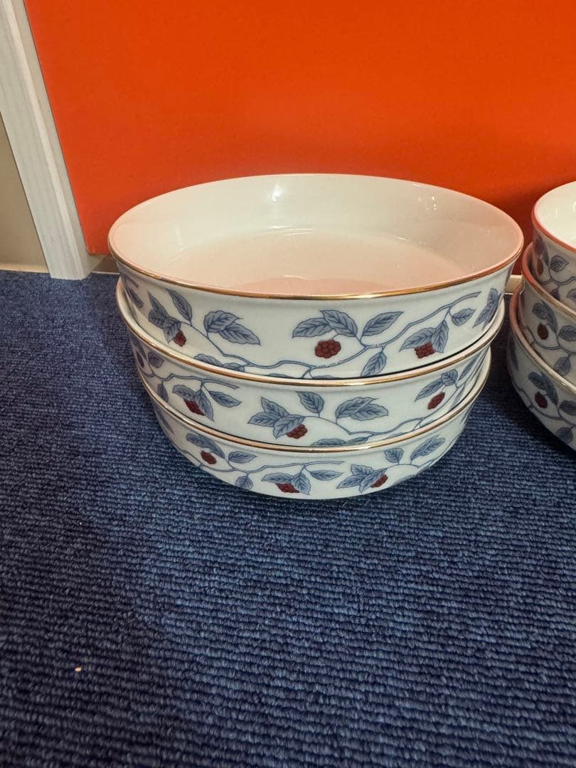 1697 深川製磁　果実文　中皿　9客　15cm 金彩