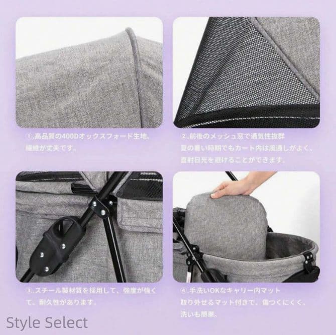 犬介護用ペットカート ブレーキ付 組立簡単耐荷重 15kg 軽量 ワンタッチ開閉