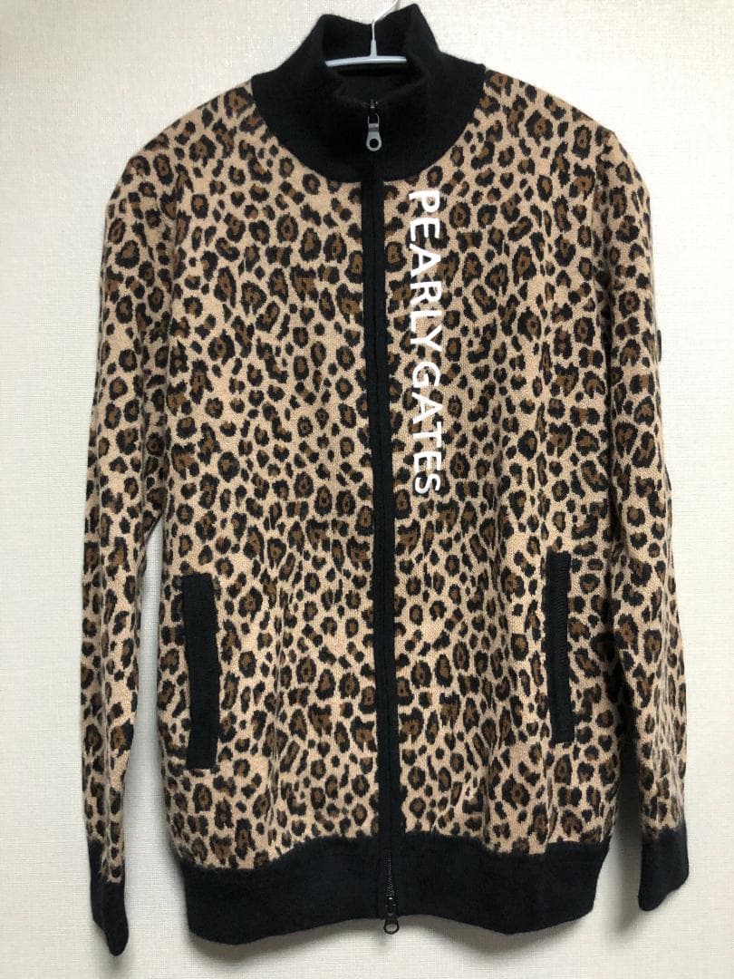 未使用 カシミヤ フルジップアップ ニットブルゾン 4 M ヒョウ柄 レオパード