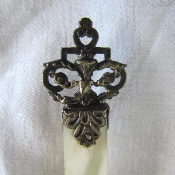 フランスアンティーク 大きな十字架 マザーオブパール 銀製 白蝶貝