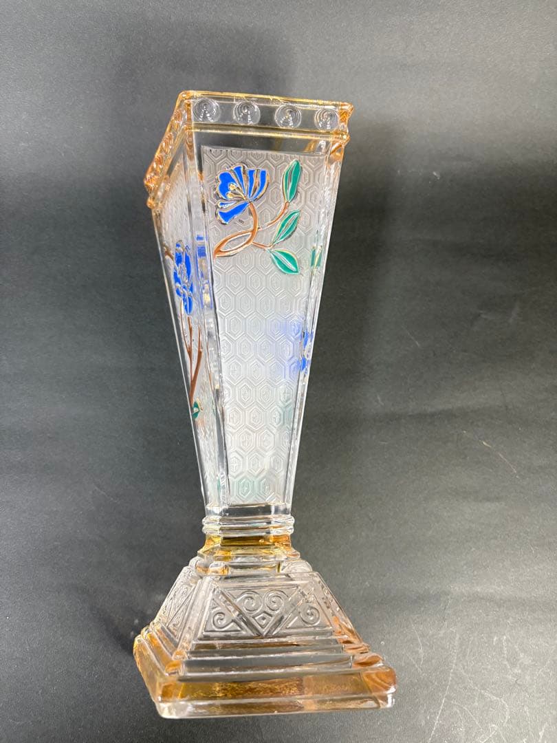 オールドバカラジャポニズム様式　エナメル彩木花瓶　刻印有り。