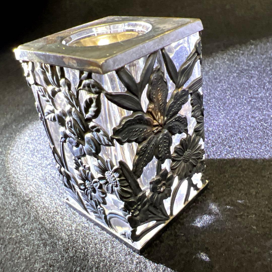 銀製刻印　透彫小花入　180g高さ6㎝　東Y7-1218☆2F