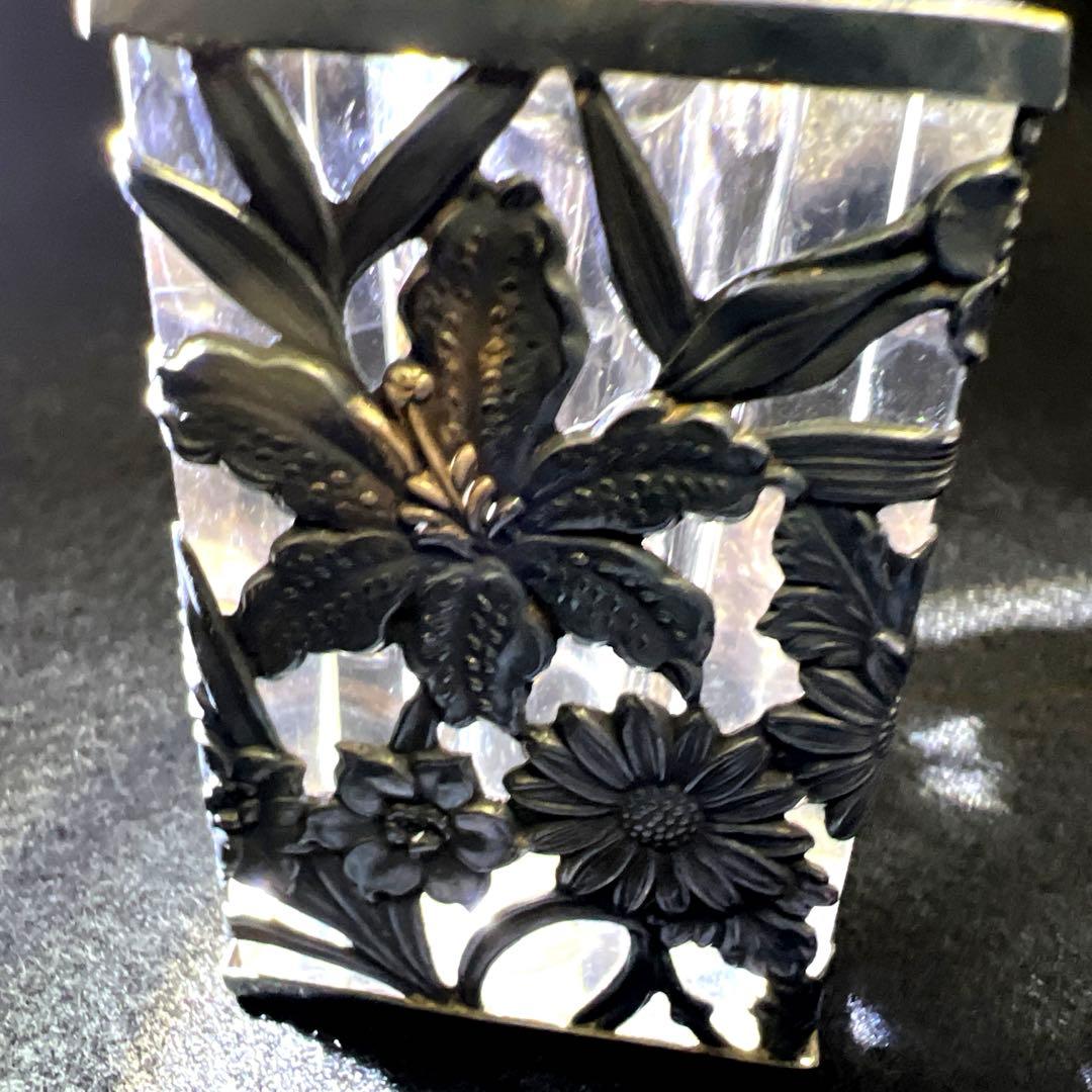 銀製刻印　透彫小花入　180g高さ6㎝　東Y7-1218☆2F