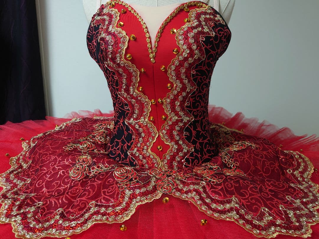 バレエ衣裳　コスチューム　赤×黒:パキータ/キトリ/エスメラルダ美品