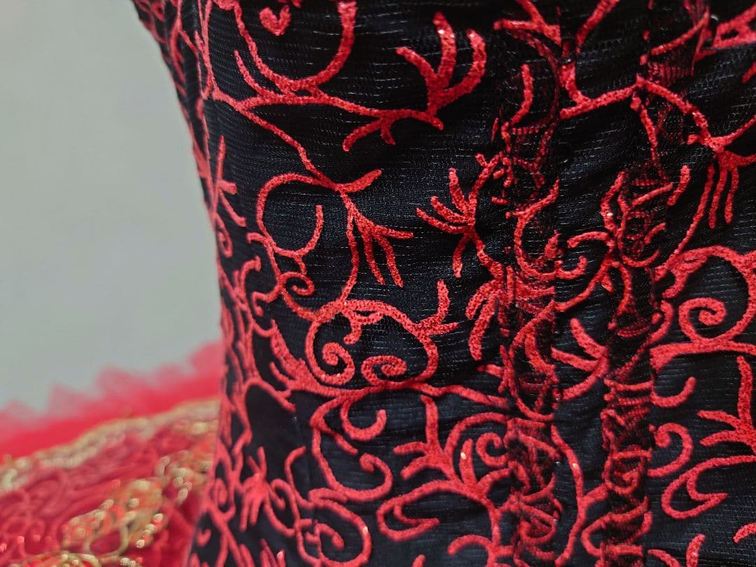 バレエ衣裳　コスチューム　赤×黒:パキータ/キトリ/エスメラルダ美品