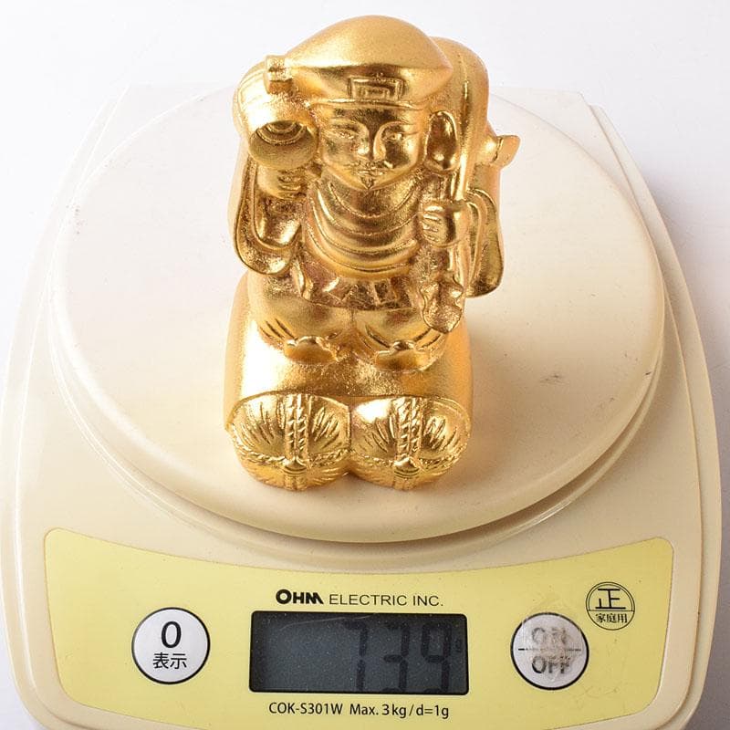 彫刻家　富永直樹作　銅鍍金　大黒天　恵比須像　七福神　2点　共箱　V　7606