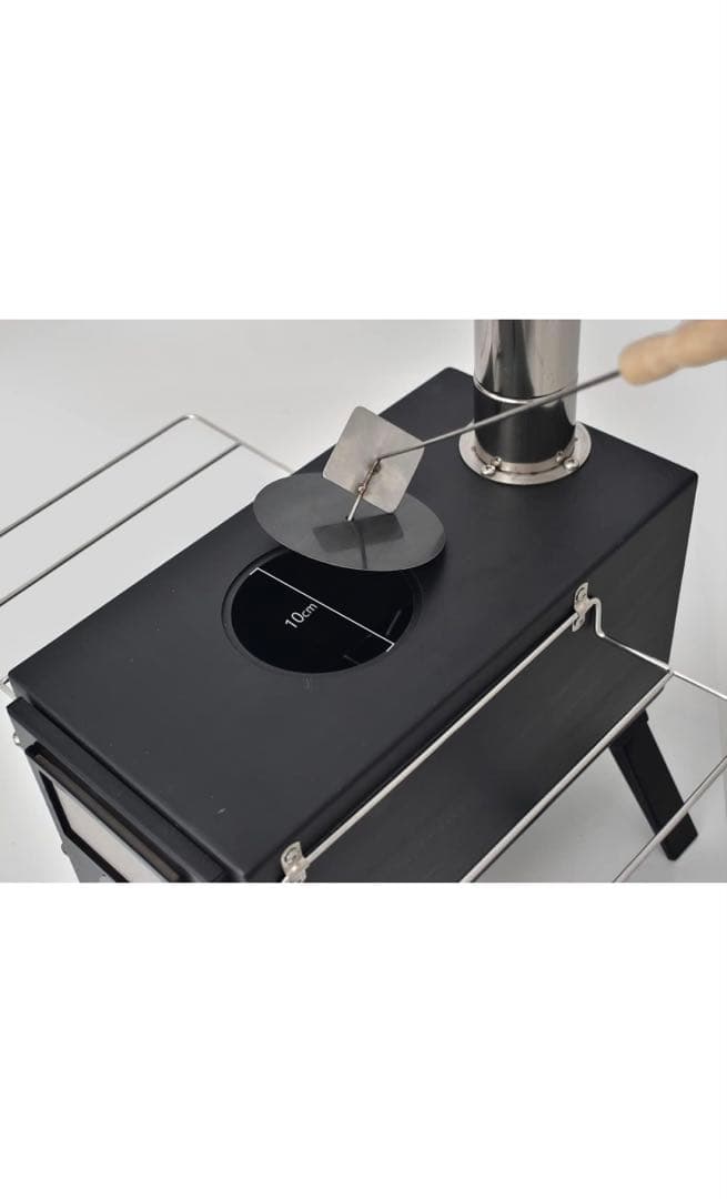 薪ストーブ アウトドア調理 暖炉 キャンプ テント 煙突付き (ブラック/鉄製)