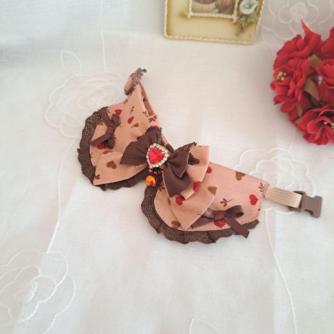 ミルクブラウン、わんちゃん猫ちゃん用襟付き首輪