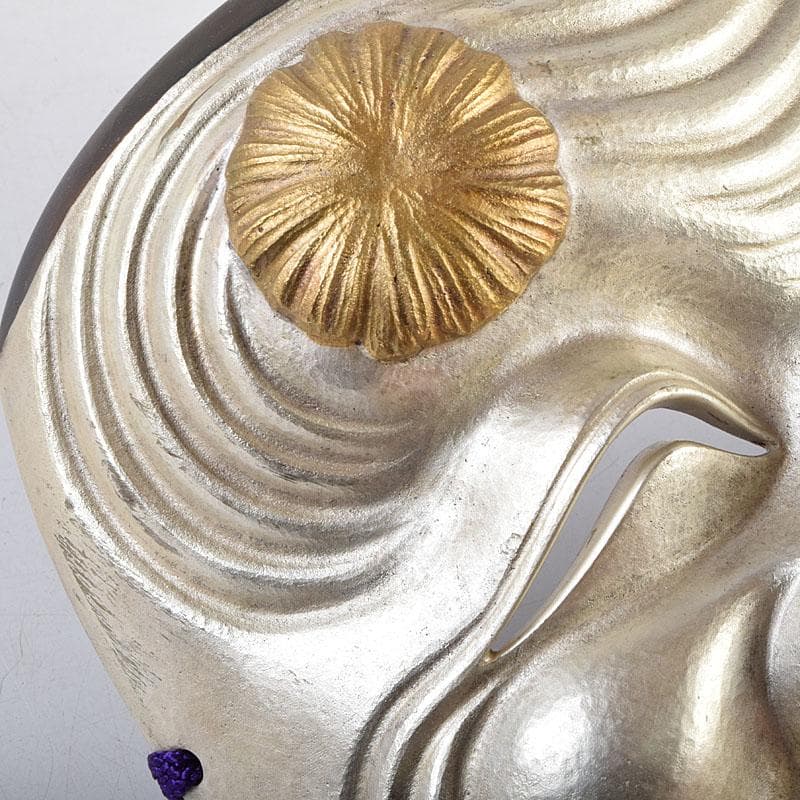 金工師　星野光義作　朧銀　能面　翁面　共箱　D　R8852B