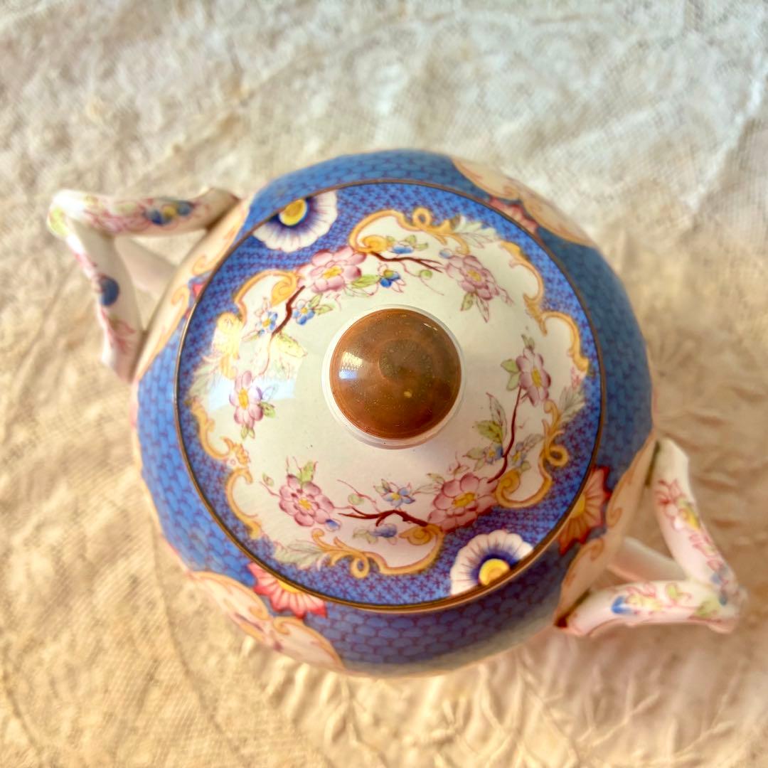 サルグミンヌミントンシュクリエ　ブルー青　シュガーポット　フランスアンティーク