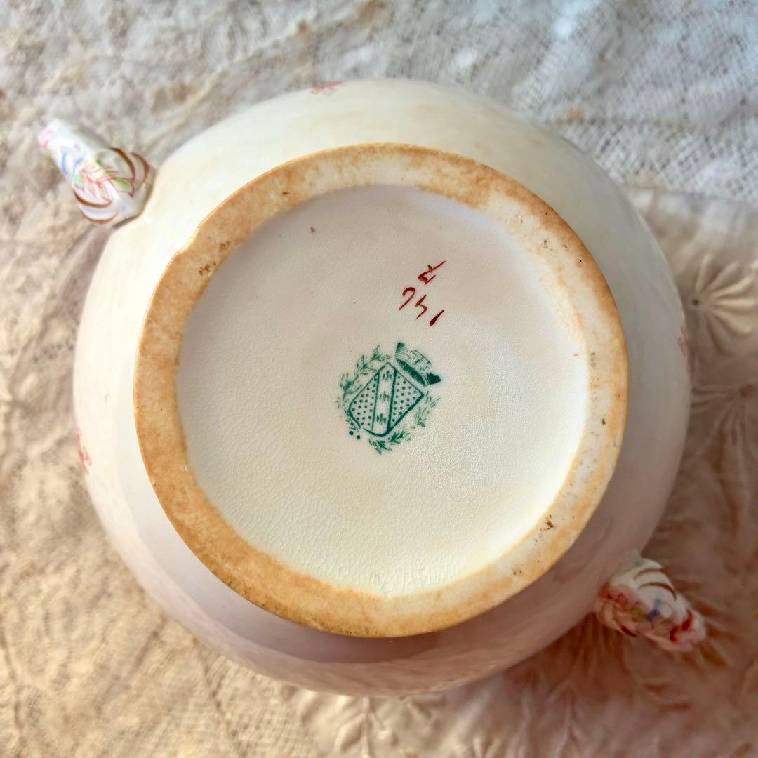 サルグミンヌミントンシュクリエ　ブルー青　シュガーポット　フランスアンティーク